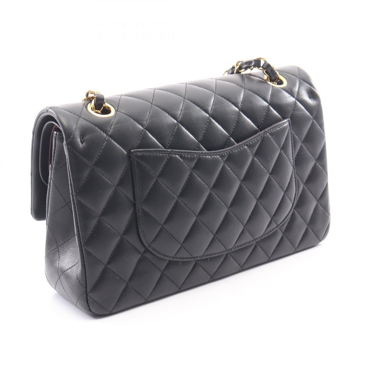 CHANEL Black Matelasse W flap Lambskin (sheep leather) A01112 2106800634747