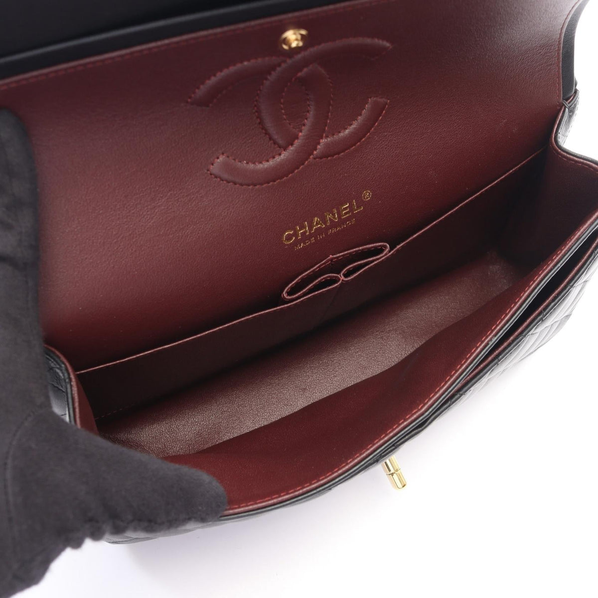 CHANEL Black Matelasse W flap Lambskin (sheep leather) A01112 2106800634747