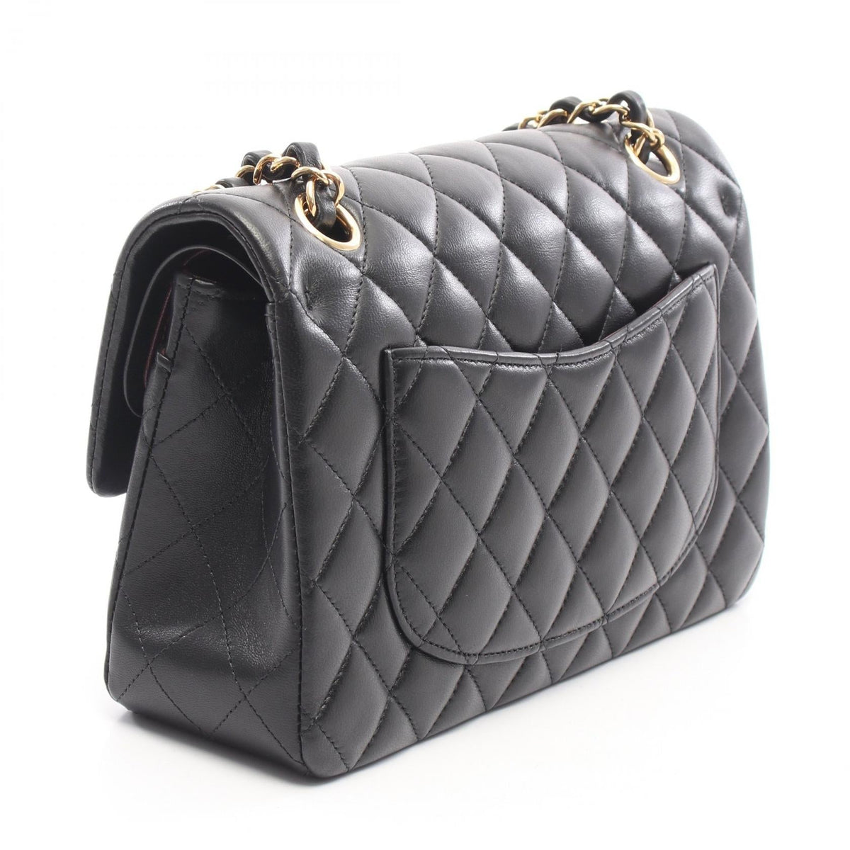 CHANEL Black Matelasse W flap Lambskin (sheep leather) A01113 2106800634761