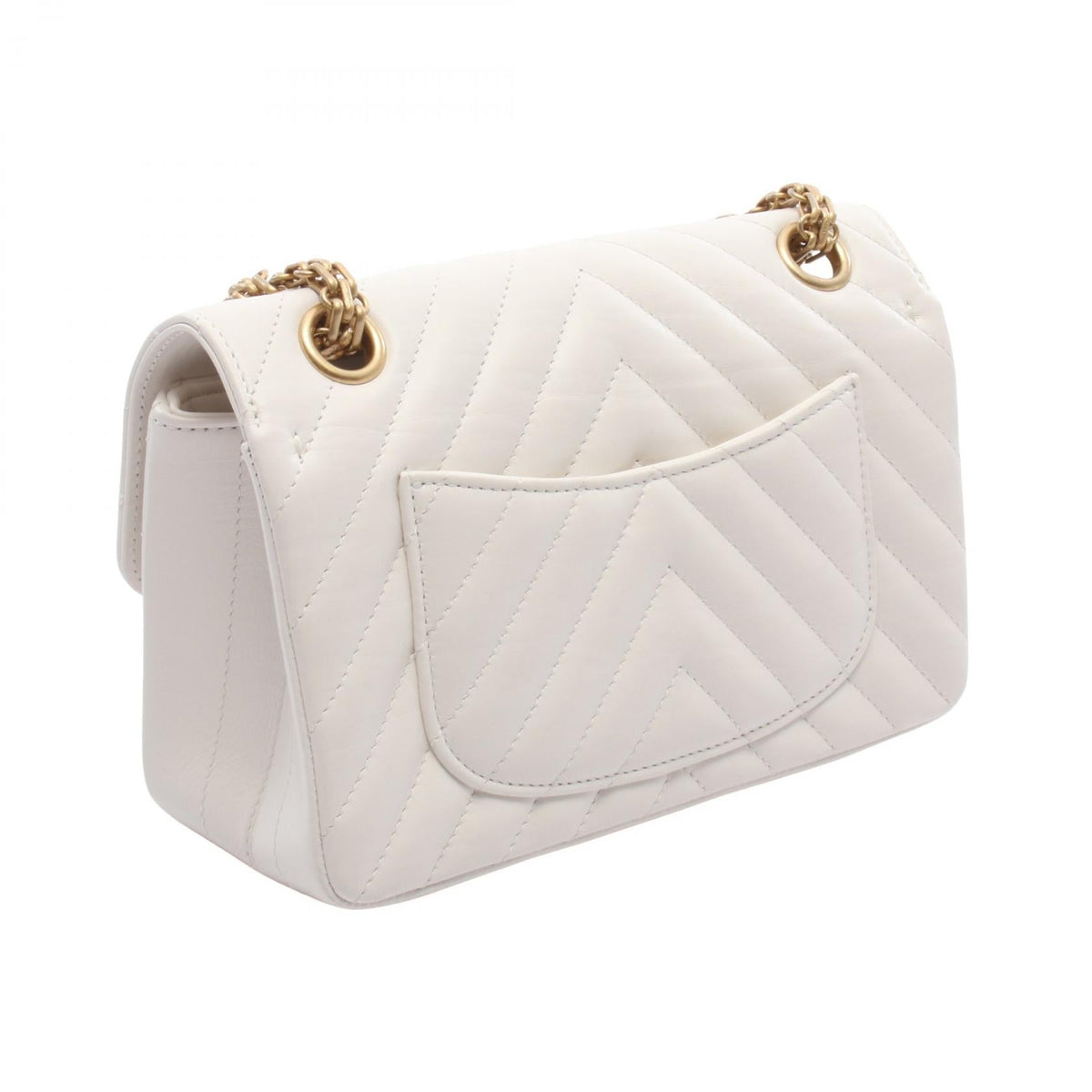 CHANEL White 2.55 chevron V stitch leather AS0874 2106800634792