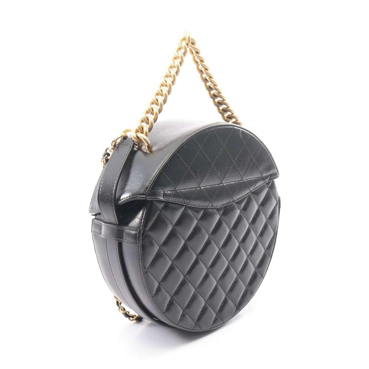 CHANEL Black Matelasse Round 2WAY leather 2106800634822