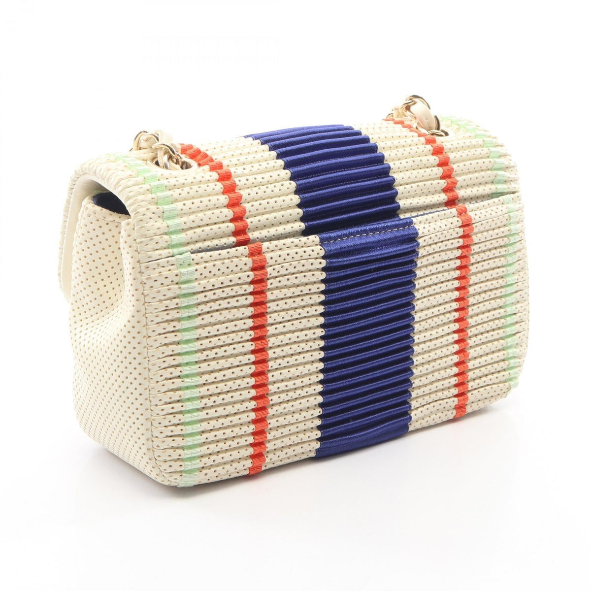 CHANEL Beige/Multicolor Mini Matelasse 20 Pleated leather A69900 2106800635058