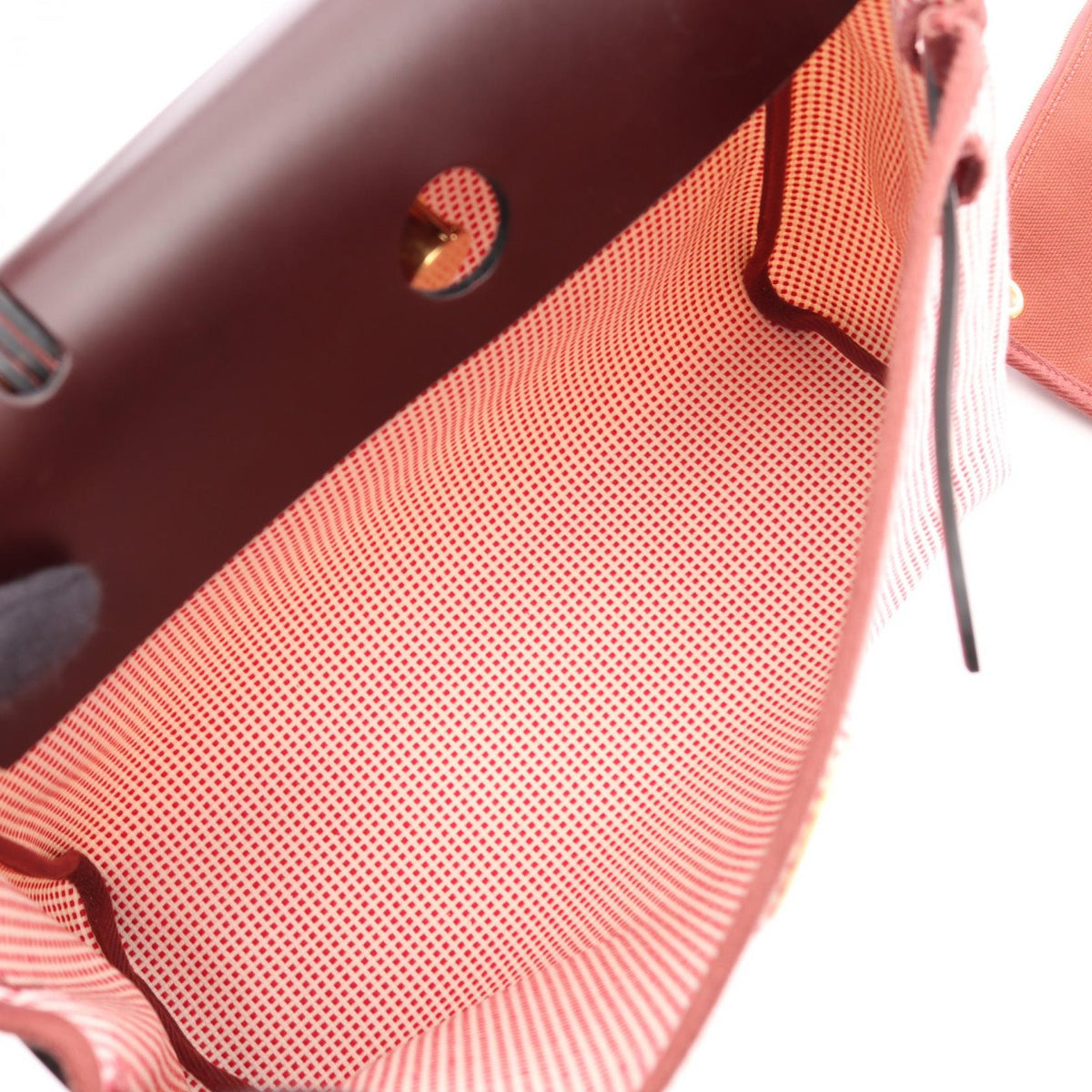 HERMES Alebag Zip PM 2WAY HandbagFramboise Framboise Red/White/Bordeaux/Rouge sellier Vache leather hunter canvas leather Toile Cadrile / Vache leather Hunter 2120300053471