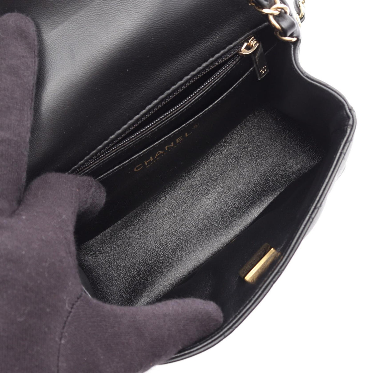 CHANEL Black Mini Matelasse Lambskin (sheep leather) A35200 2120300053556