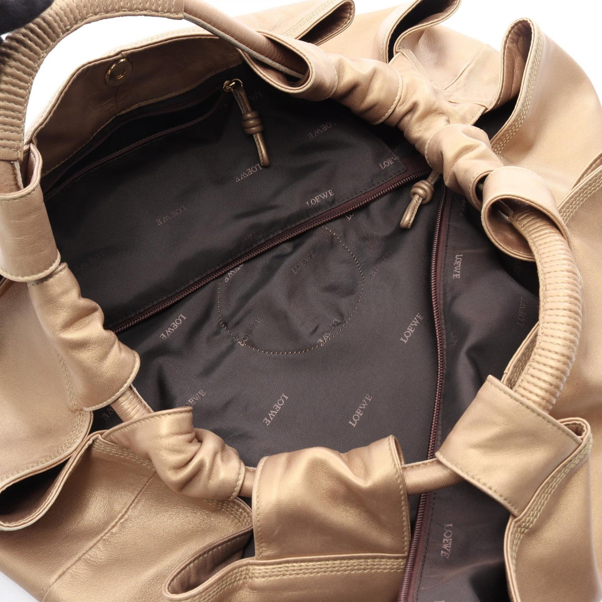 LOEWE Nappa Aire Handbag Gold leather 2100301246829