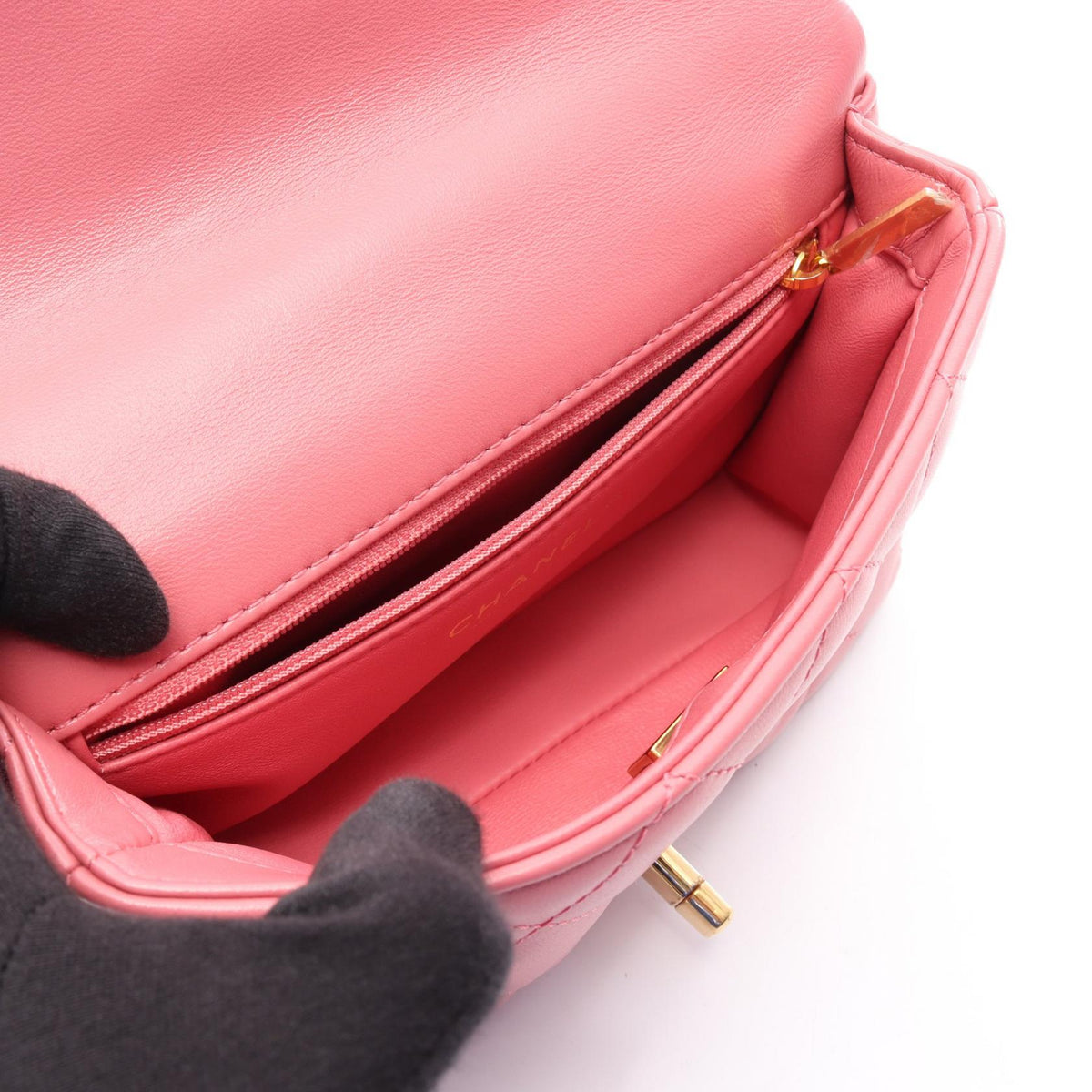 CHANEL Pink Matelasse Small Top Handle 2-Way Bag Lambskin (sheep leather) 2106800634532
