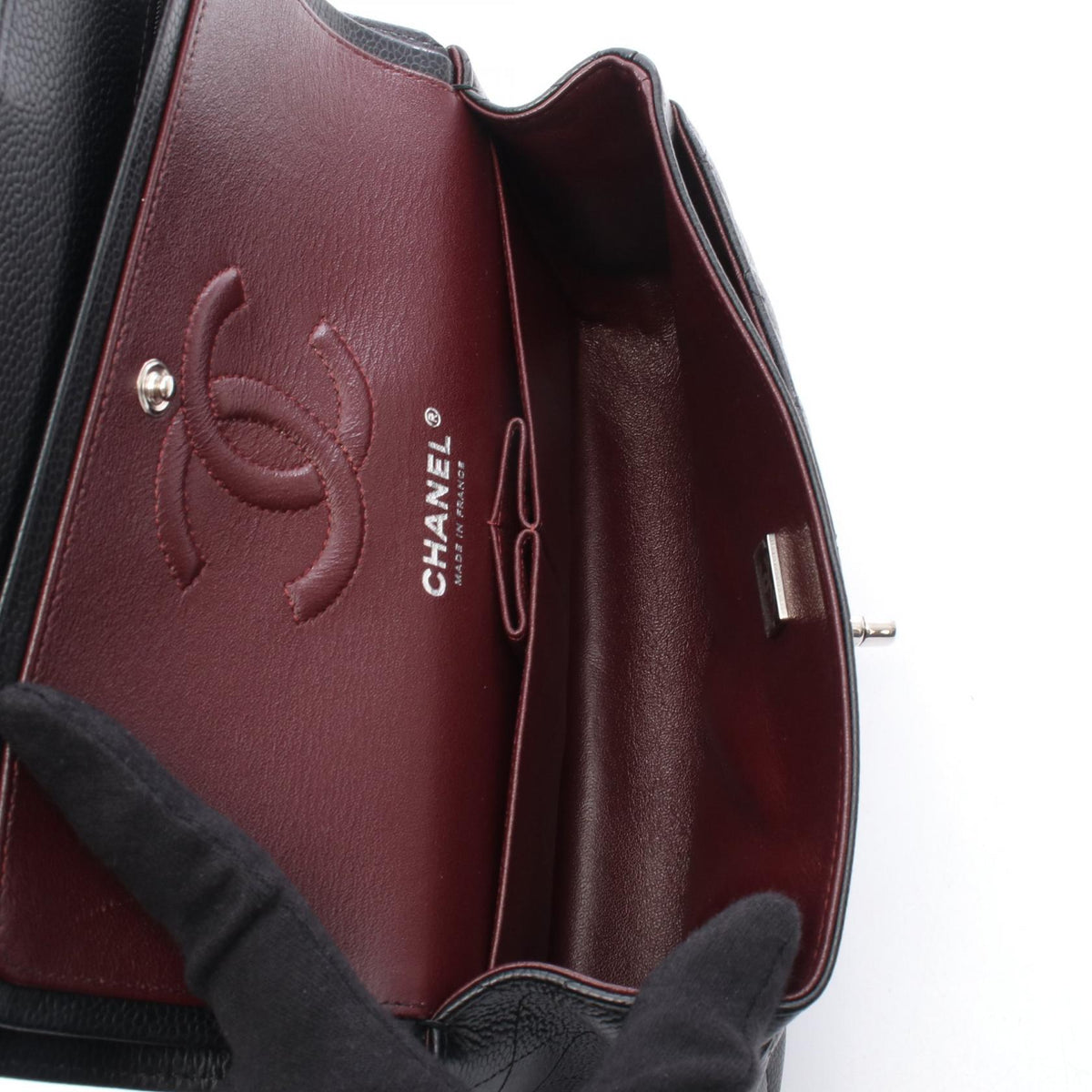 CHANEL Black Matelasse W flap Calfskin (cowhide) A01113 2106800634648