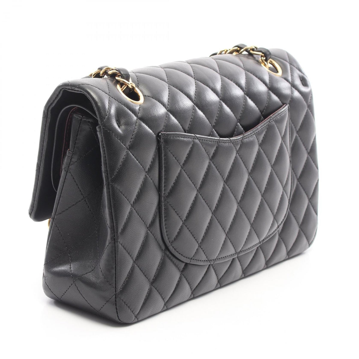 CHANEL Black Matelasse W flap Lambskin (sheep leather) A01112 2106800634723
