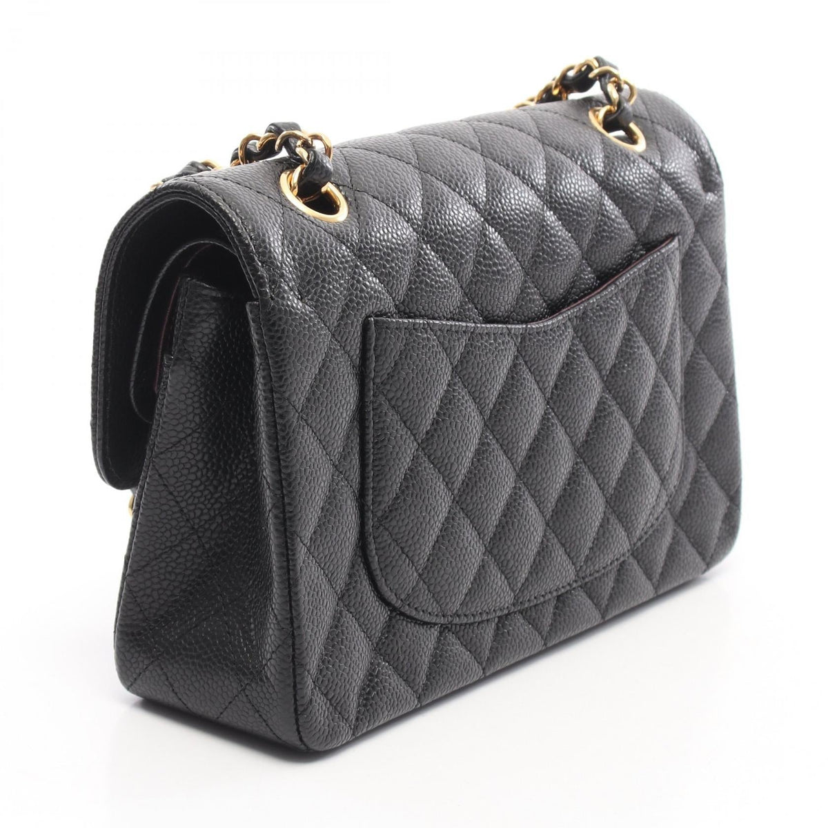 CHANEL Black Matelasse W flap Calfskin (cowhide) A01113 2106800634631