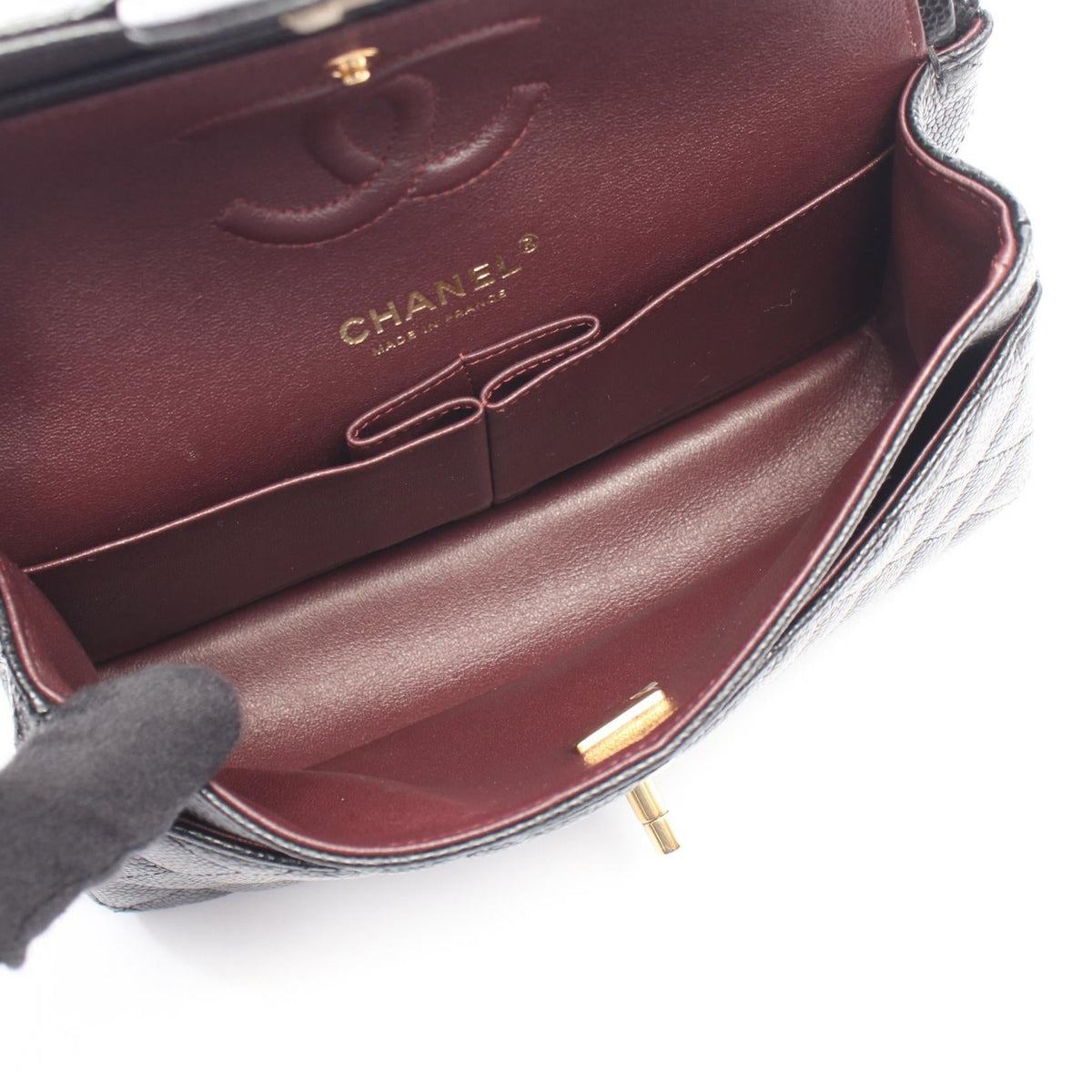 CHANEL Black Matelasse W flap Calfskin (cowhide) A01113 2106800634631