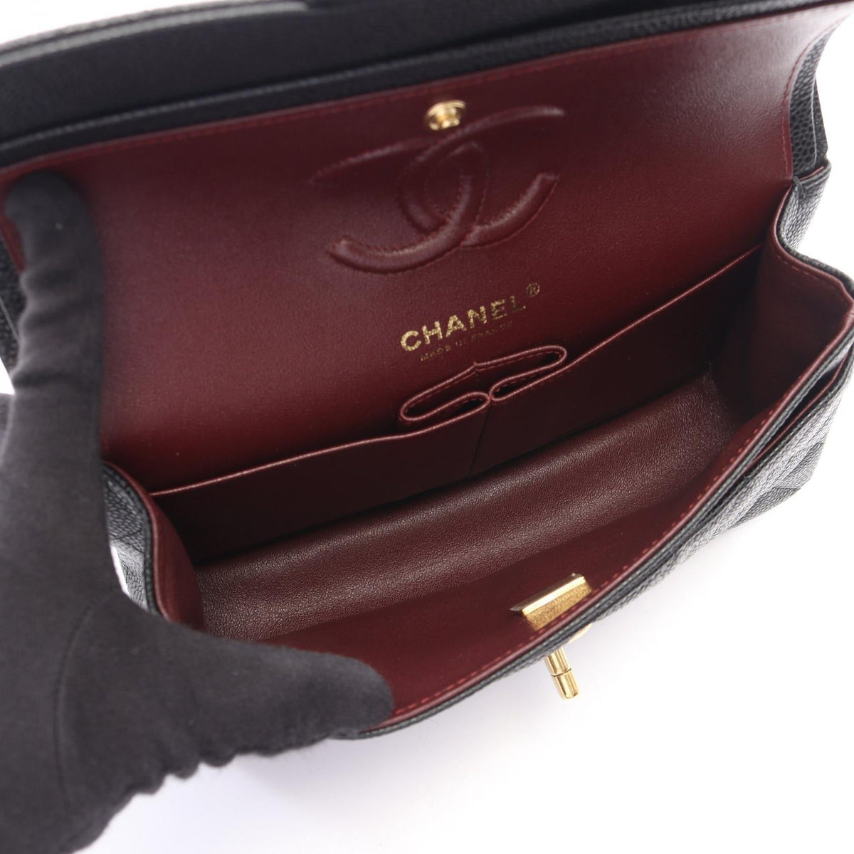 CHANEL Black Matelasse W flap Calfskin (cowhide) A01113 2106800634662