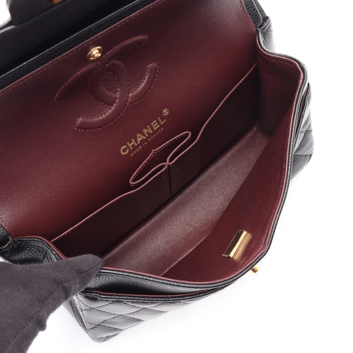 CHANEL Black Matelasse W flap Calfskin (cowhide) A01113 2106800634679
