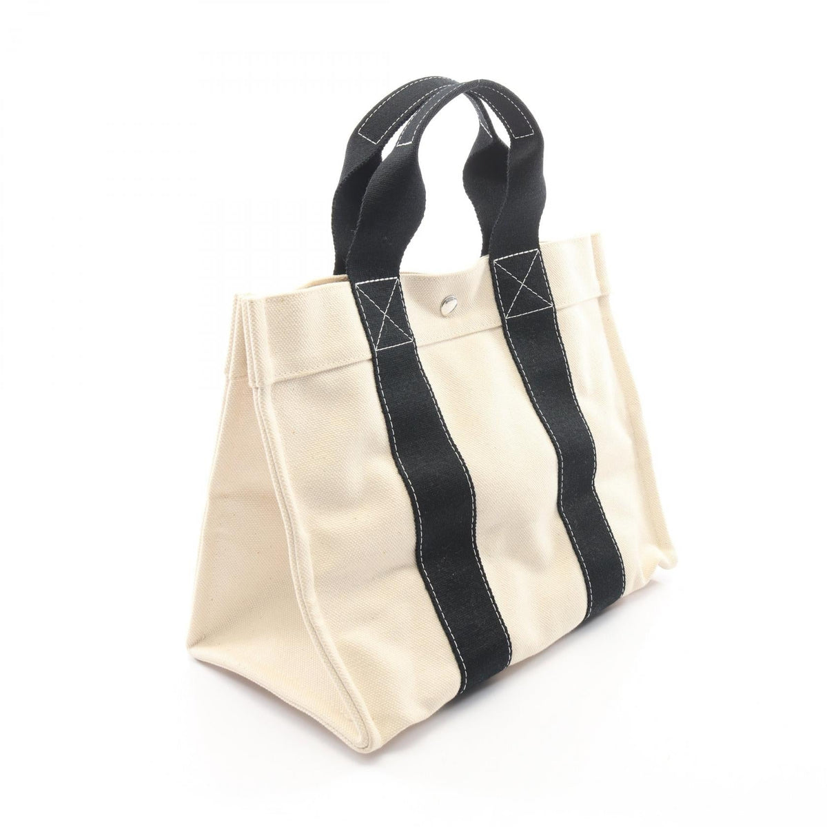 HERMES Bora Bora PM Tote Bag Beige/Black canvas 2101219965055