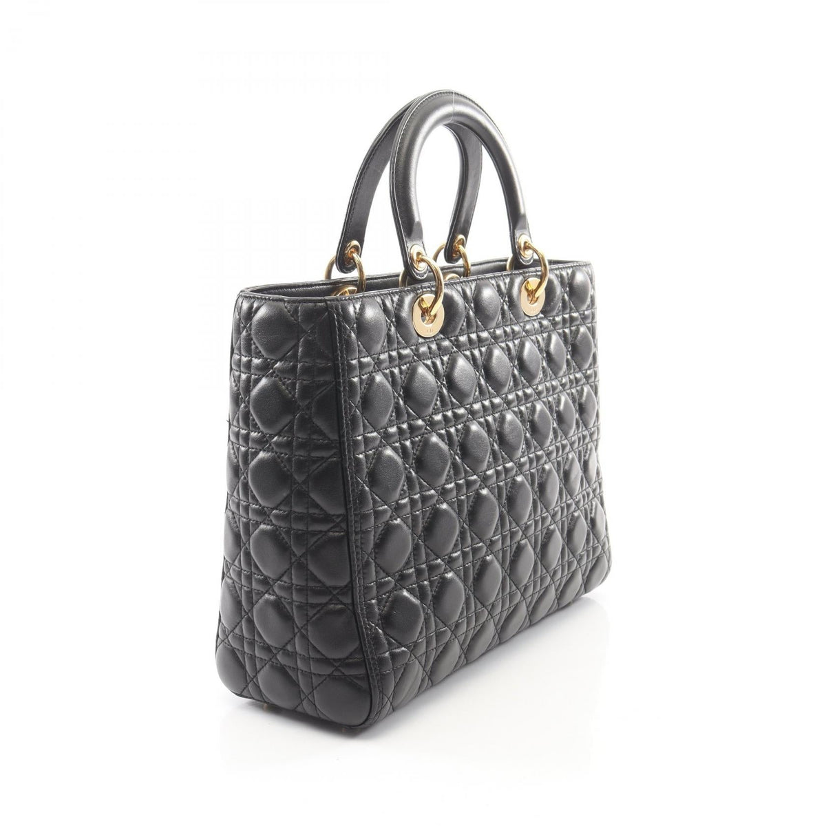 Dior Lady Christian Dior Large Cannage 2WAY Handbag Black leather 2101219965192