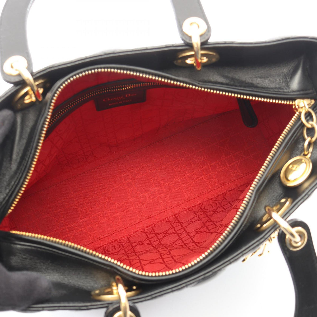 Dior Lady Christian Dior Large Cannage 2WAY Handbag Black leather 2101219965192