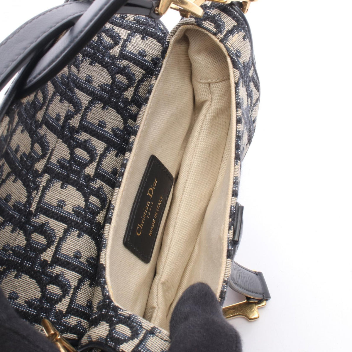 Dior SADDLE Oblique Handbag Navy/Beige canvas leather M0447CTZQ 2101219965536