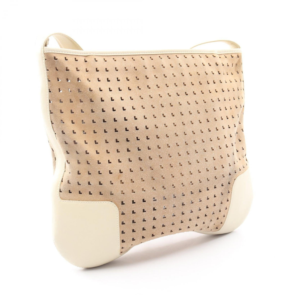 LOEWE punching Shoulder Bag Beige/Beige Suede leather 2101219966151