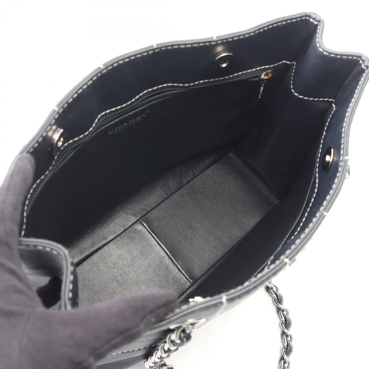 CHANEL Navy Chocolate bar leather 2101219966649