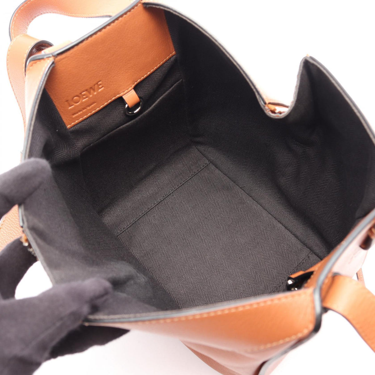 LOEWE Hammock Bag Compact 2-Way Handbag Brown leather 2101219966656
