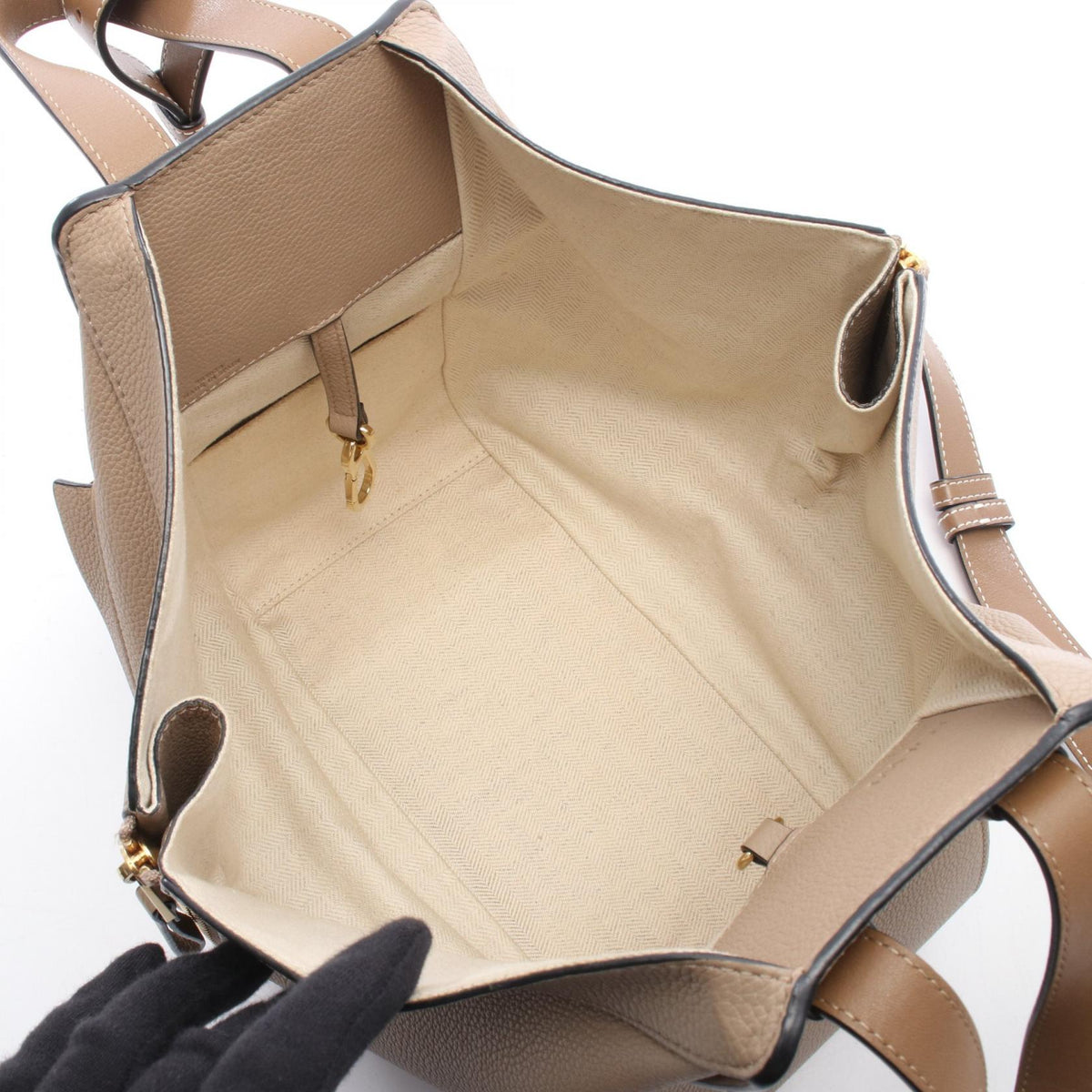 LOEWE HAMMOCK SMALL Handbag Beige leather 2101219966670