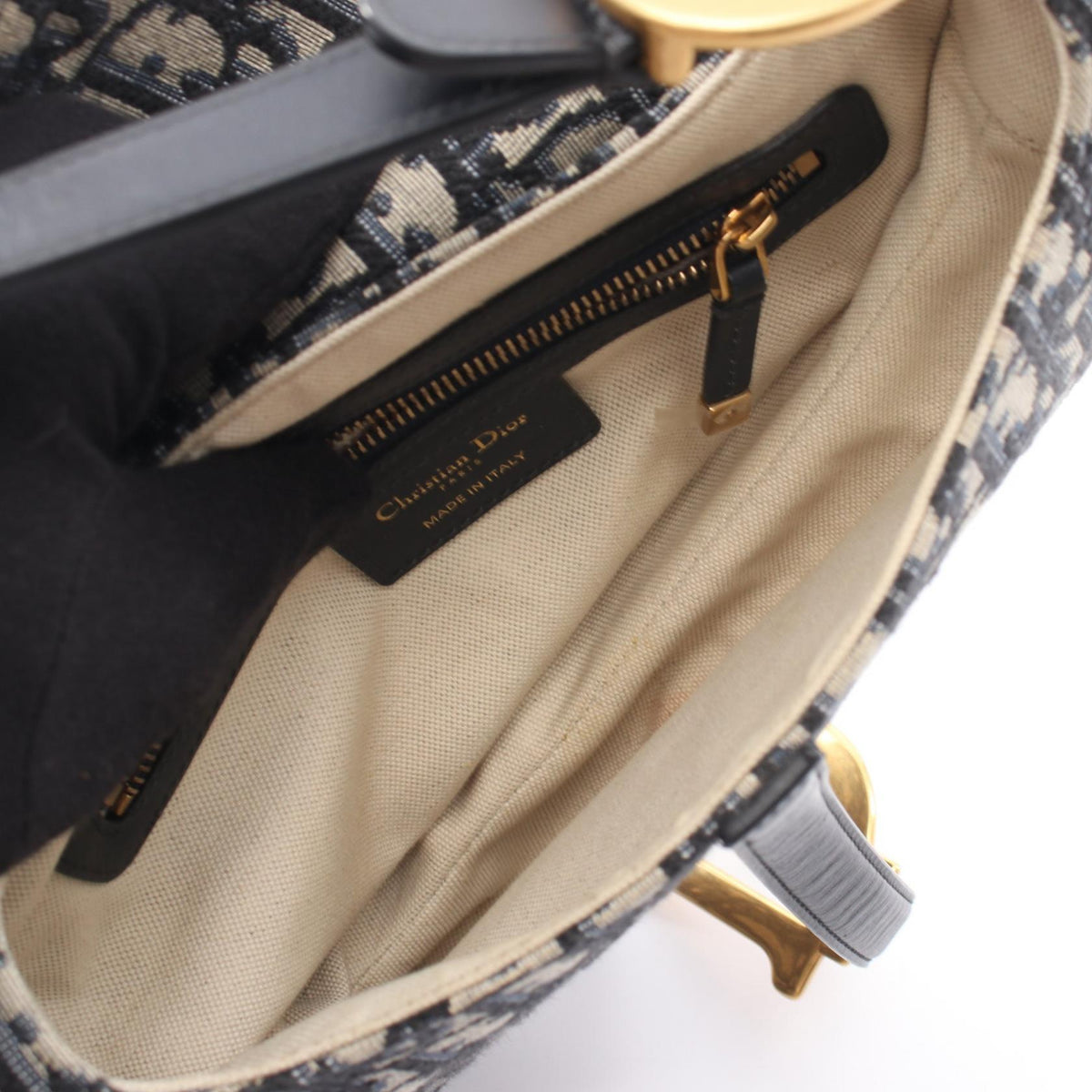 Dior Saddlebag in oblique jacquard Handbag Navy/Beige canvas leather M0455CTZQ-M928 2101219958545