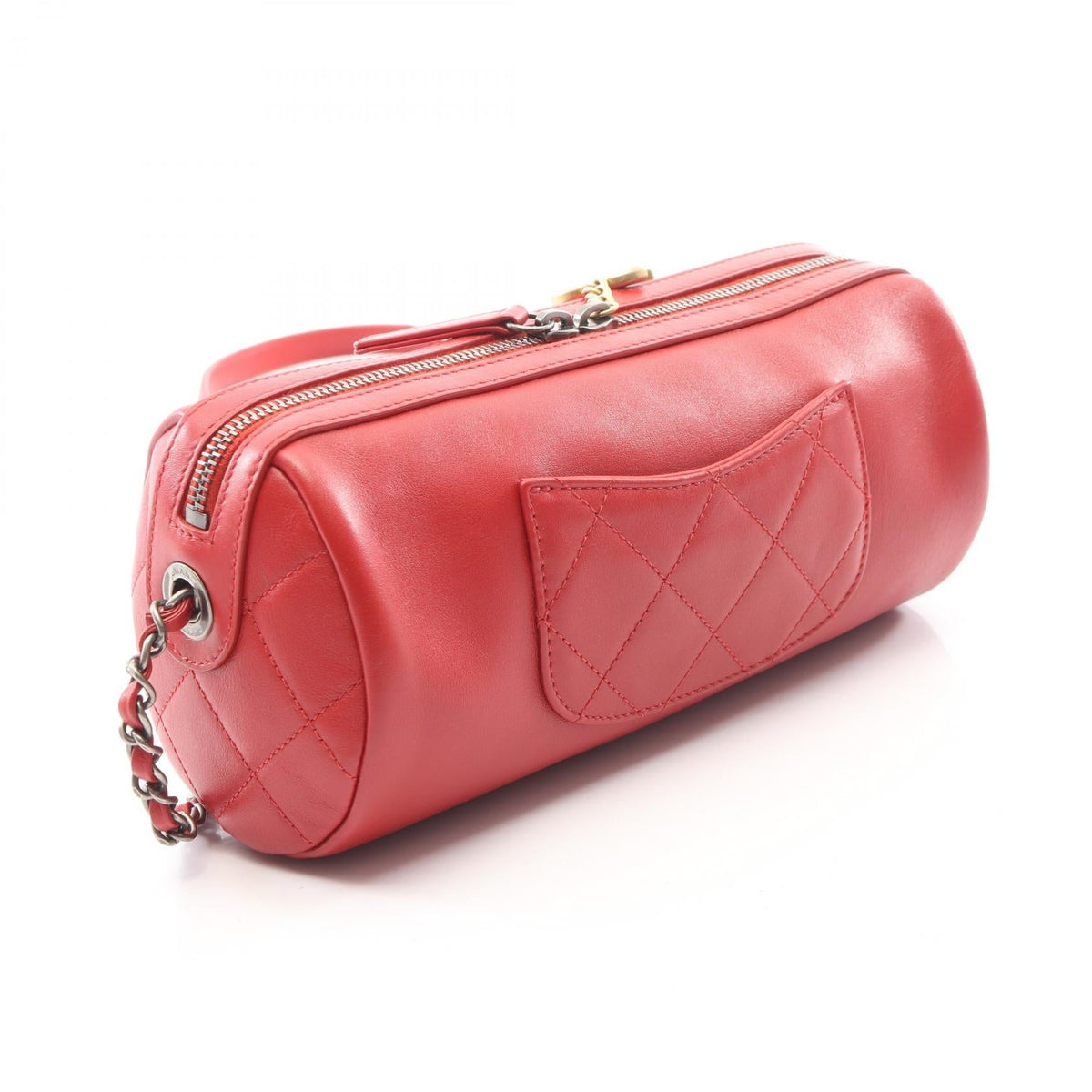 CHANEL Red Bowling bag combination fittings leather AS1779 2101219958637