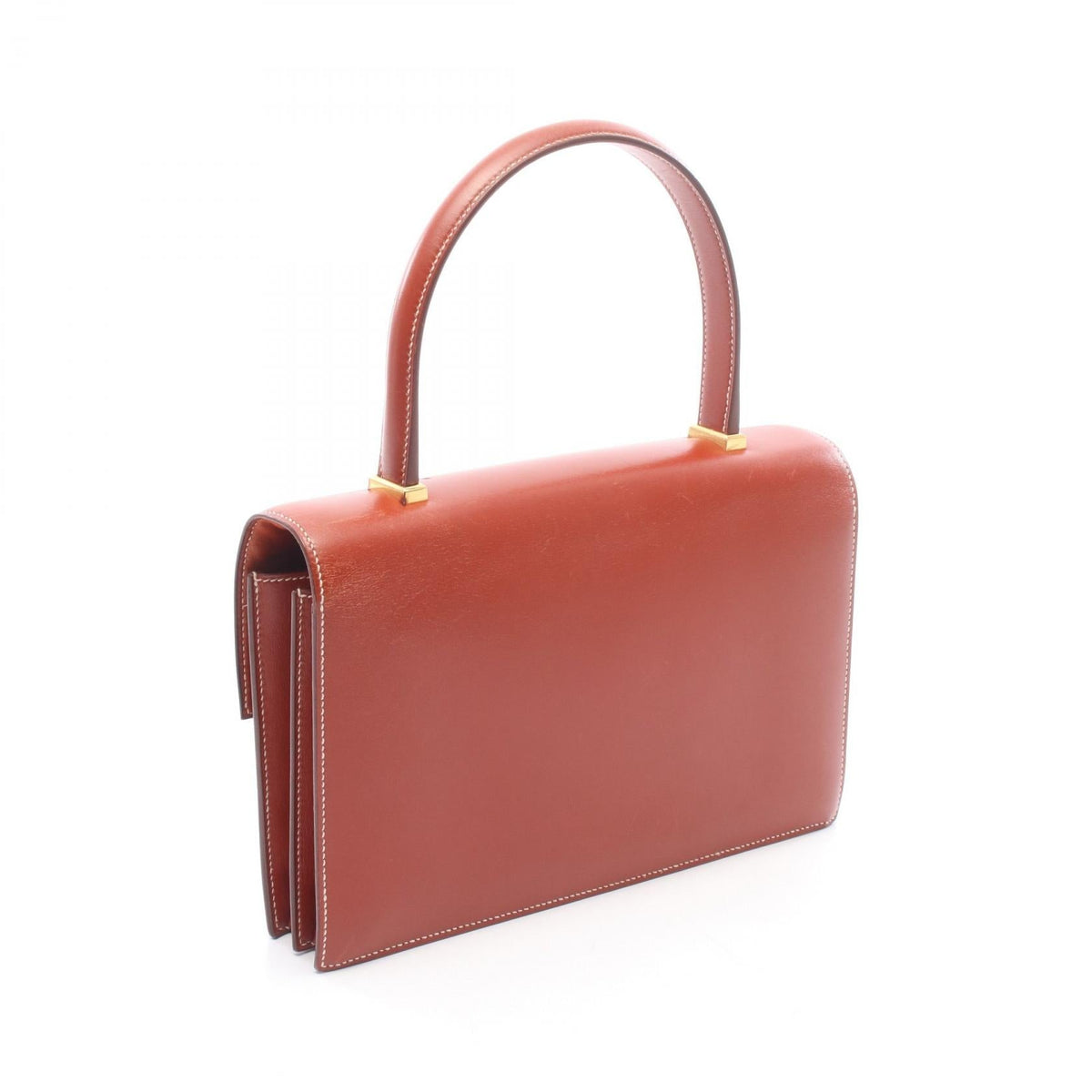HERMES Piano Brique Handbag Brown Box calf leather Calfskin (cowhide) 2101219958927