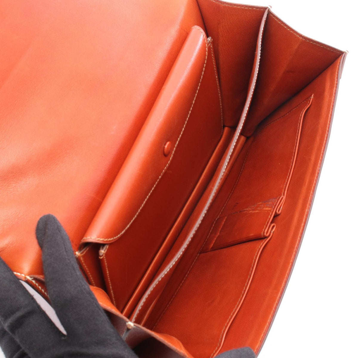 HERMES Piano Brique Handbag Brown Box calf leather Calfskin (cowhide) 2101219958927