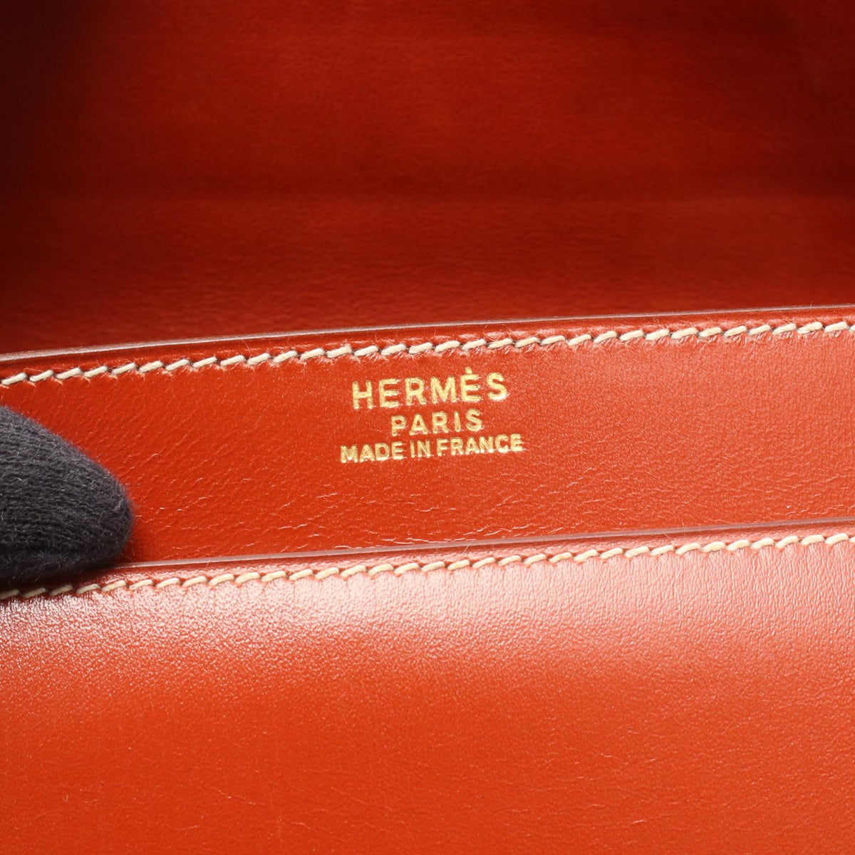 HERMES Piano Brique Handbag Brown Box calf leather Calfskin (cowhide) 2101219958927