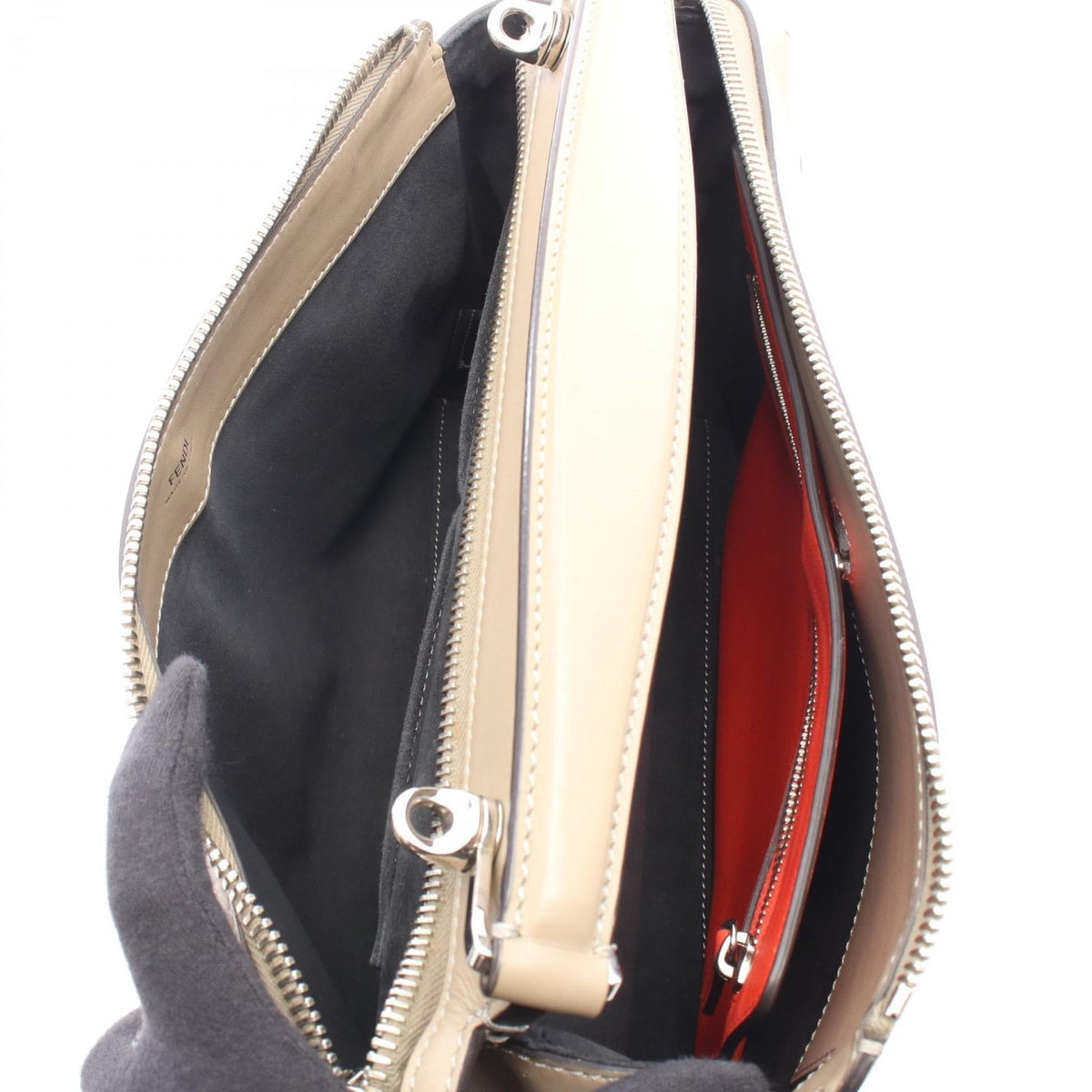 FENDI DOT COM 2WAY Handbag Beige leather 2101219958279