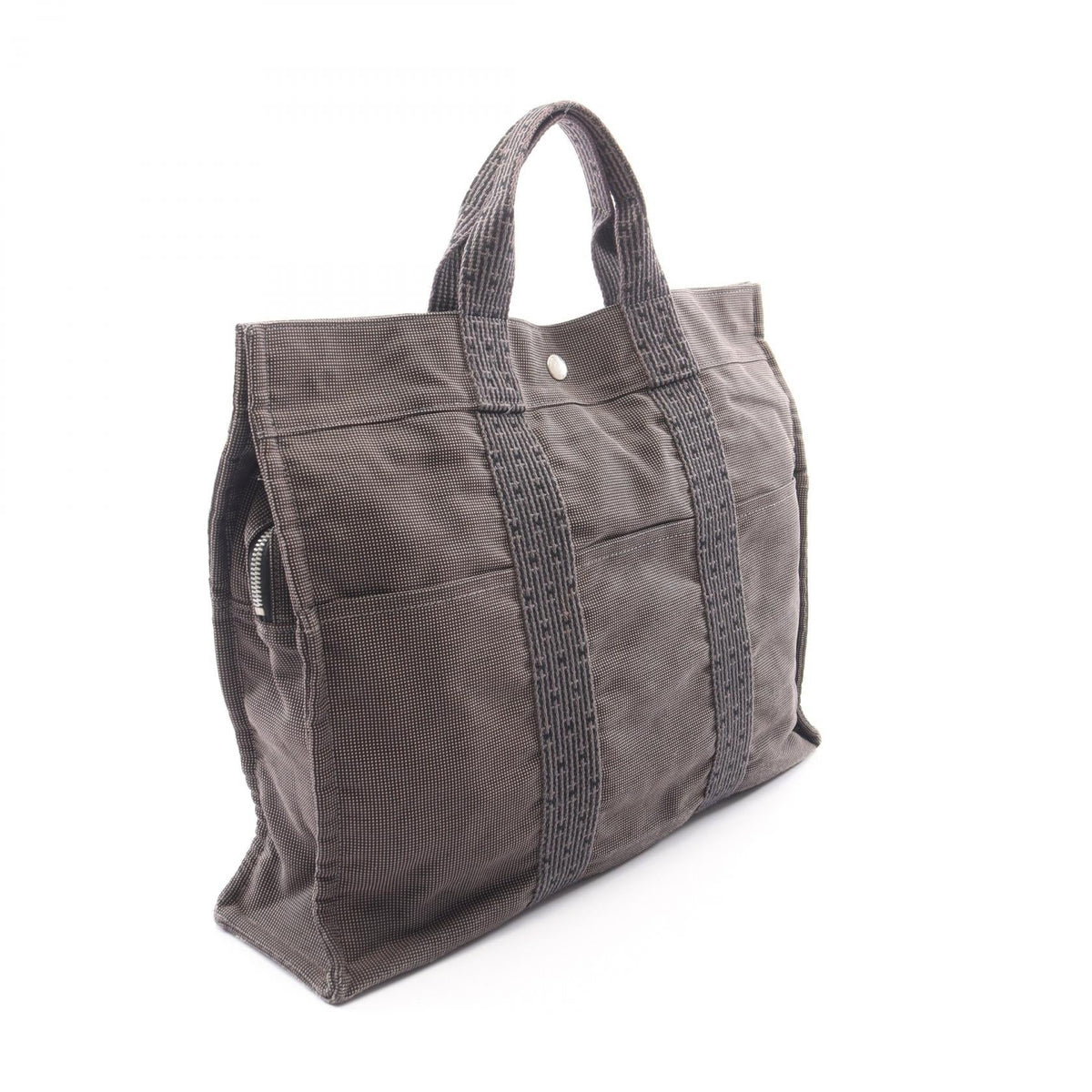 HERMES HerlineMM Tote Bag Gray canvas Nylon canvas 2101219957395
