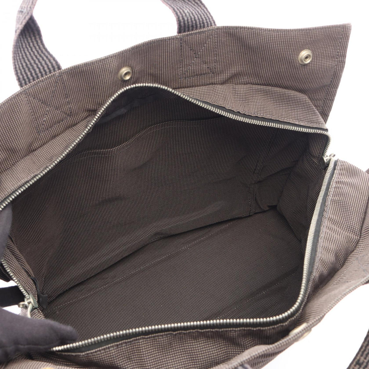 HERMES HerlineMM Tote Bag Gray canvas Nylon canvas 2101219957395