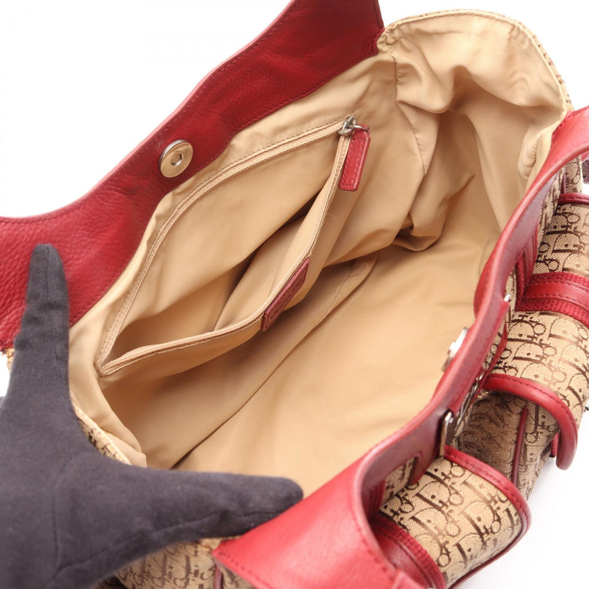 Dior street chic trotter Handbag Beige/Red canvas leather 2101219957944