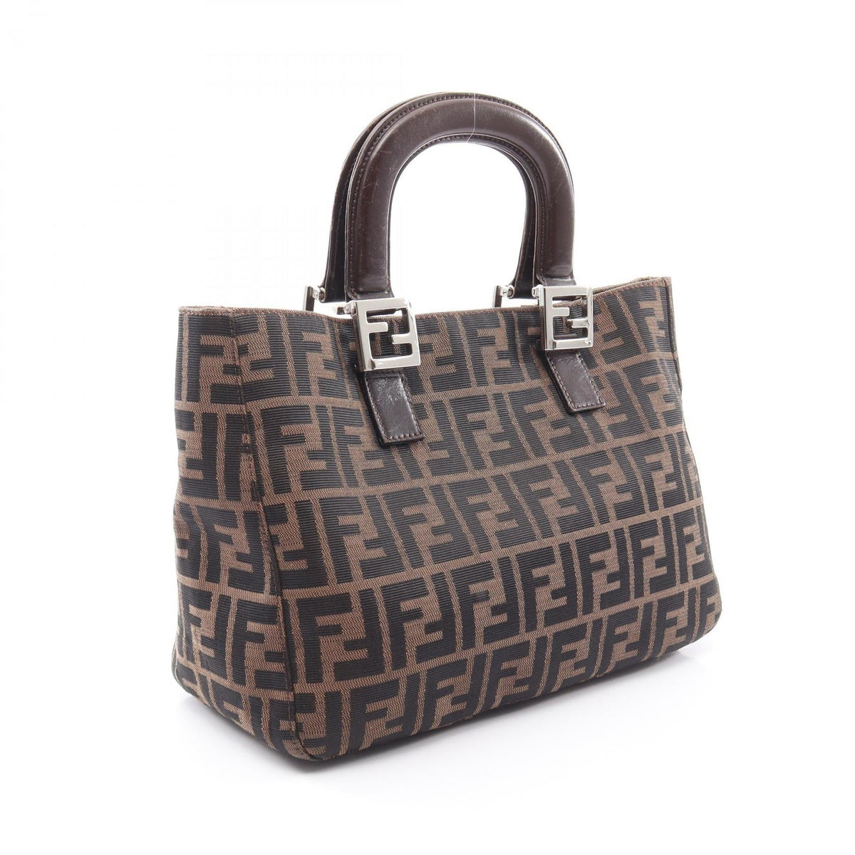 FENDI Zucca Handbag Beige/Brown/Black canvas leather 2101219956497