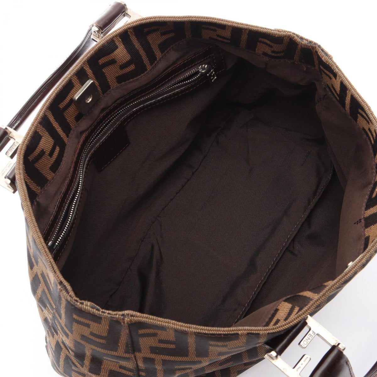 FENDI Zucca Handbag Beige/Brown/Black canvas leather 2101219956497