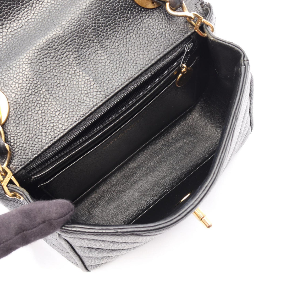 CHANEL Black Chevron V-Stitch Mini Calfskin (cowhide) 2101219956756