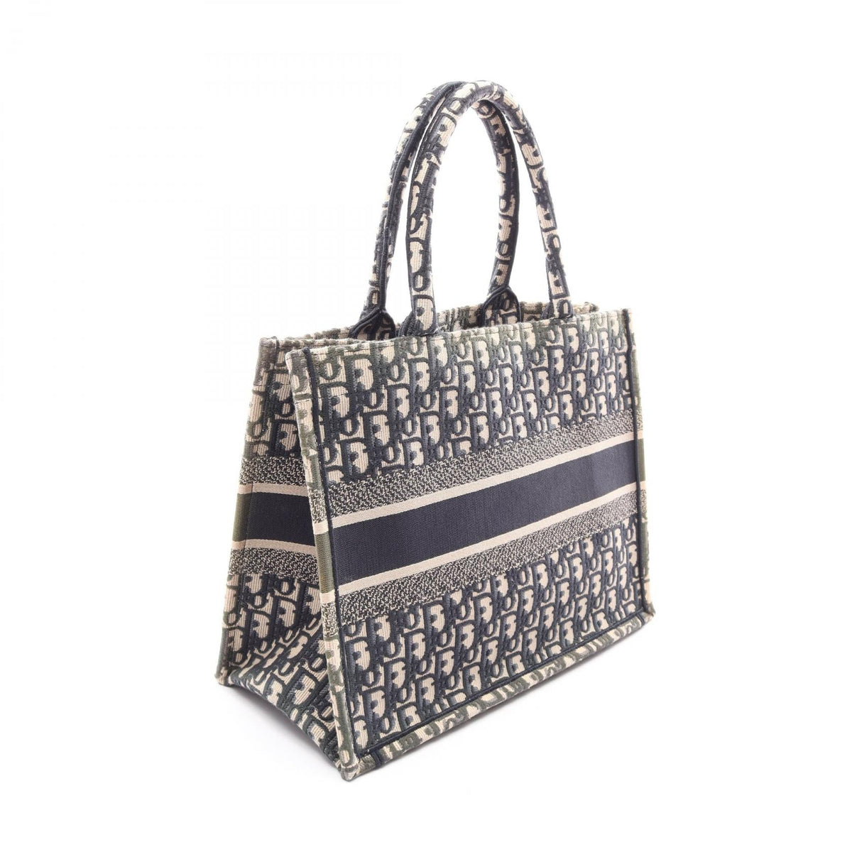 Christian Dior BOOK TOTE Medium Oblique Embroidery Tote Bag Navy/Beige canvas 2101219955704