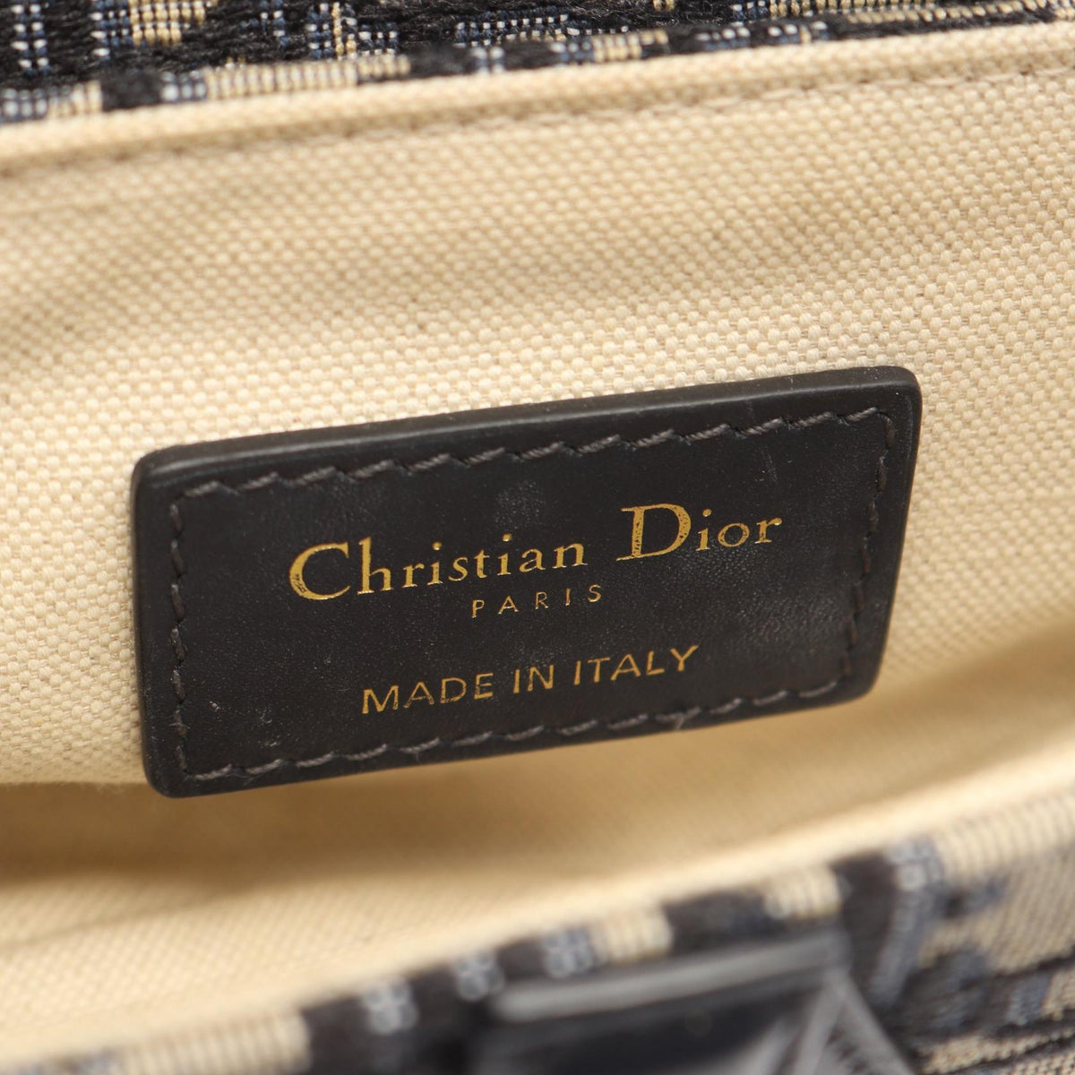 Dior Saddlebag Mini Oblique Jacquard 2WAY Handbag Navy/Beige canvas leather 2101219955742