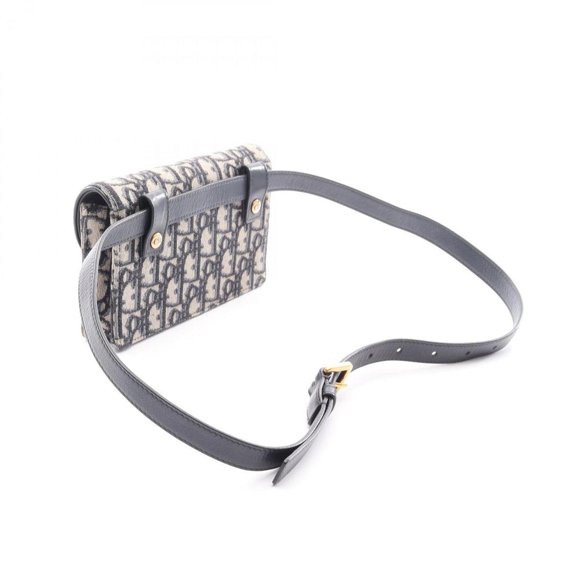 Christian Dior Saddle Oblique Waist bag Body bag Navy/Beige canvas leather 2101219955865