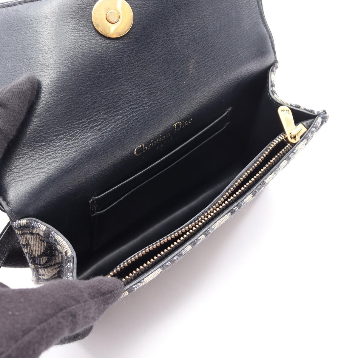Christian Dior Saddle Oblique Waist bag Body bag Navy/Beige canvas leather 2101219955865