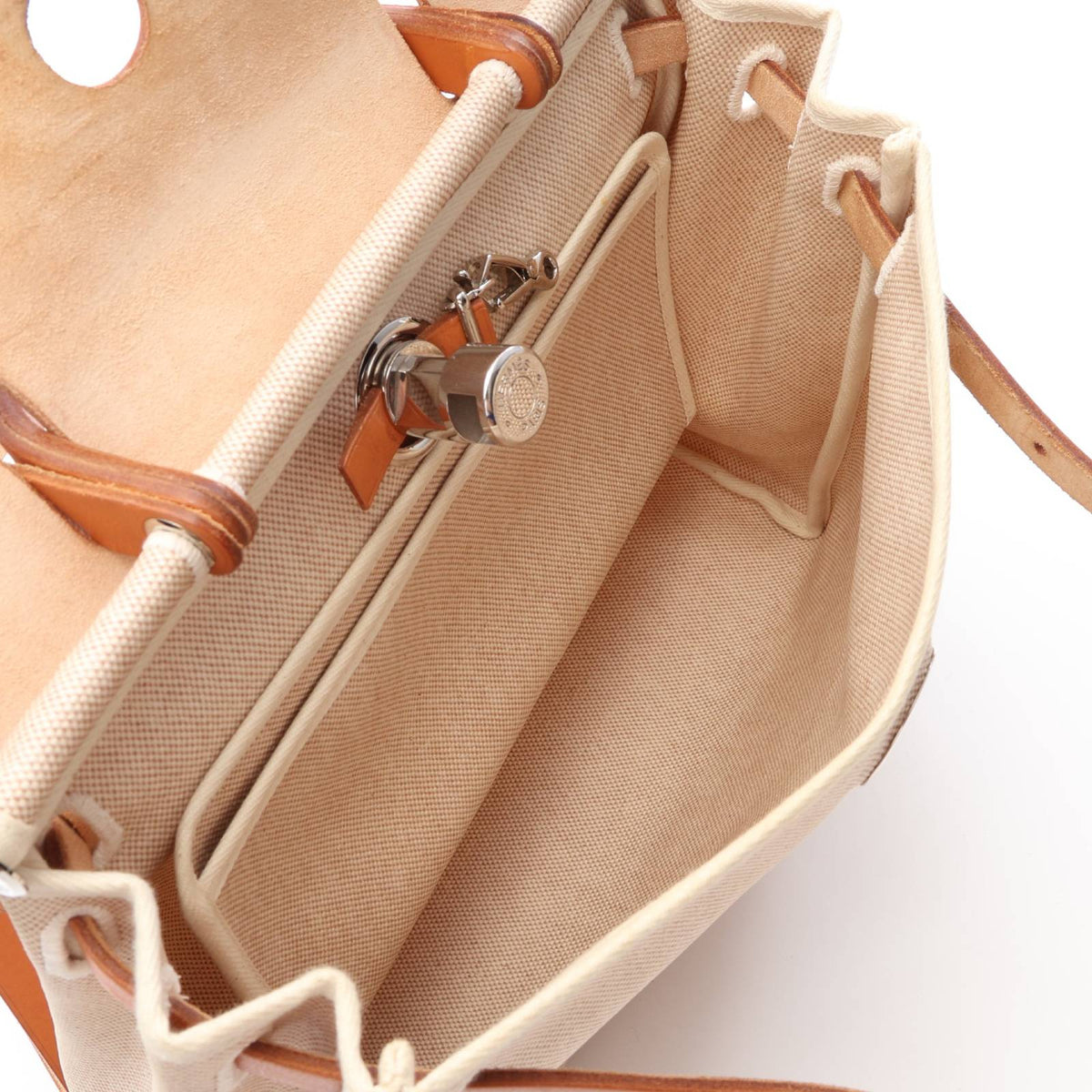 HERMES Ailebag PM Ecru Natural 2WAY Handbag Beige/Brown Vache leather hunter Other Vache leather Hunter / Toile H 2101219965673