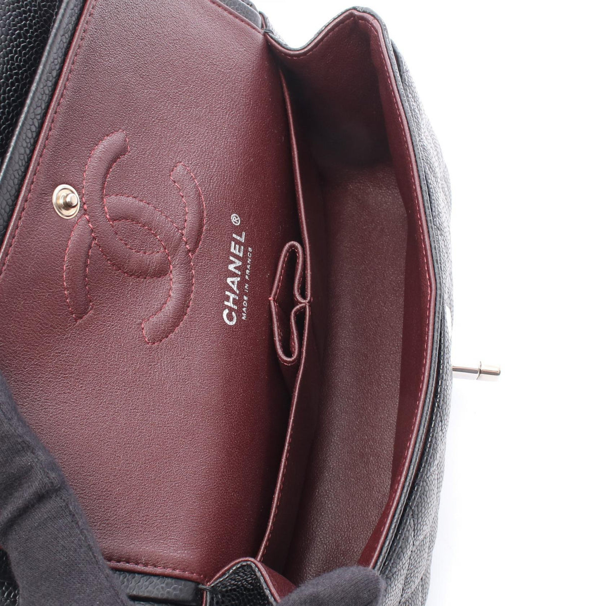 CHANEL Black Matelasse W flap Calfskin (cowhide) A01113 2118800164704