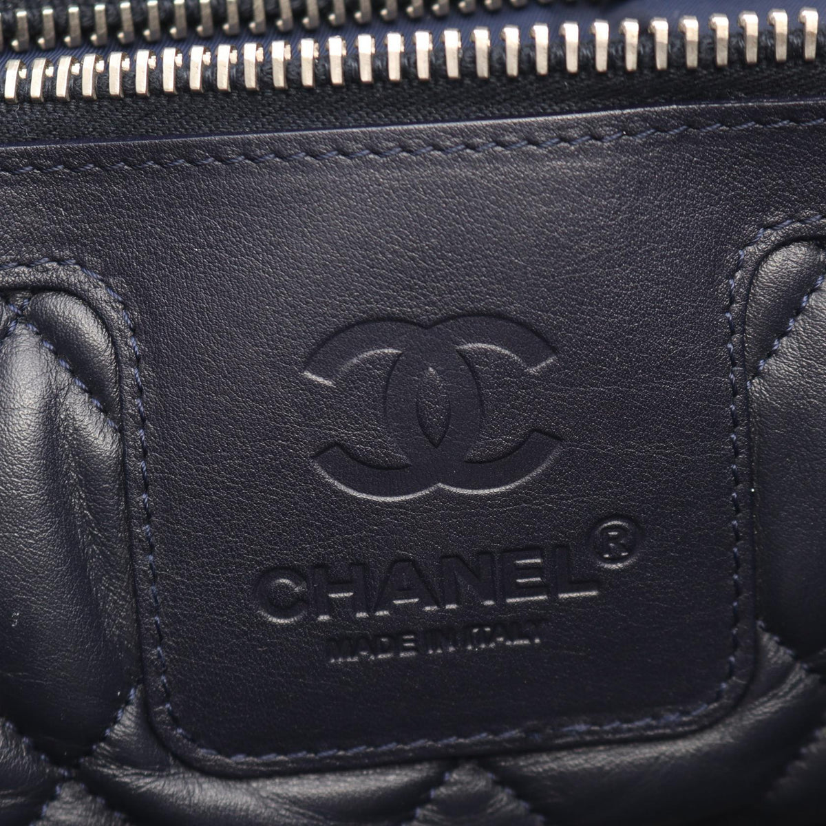 CHANEL Silver/Navy Coco Cocoon GM Reversible leather 2101219950822