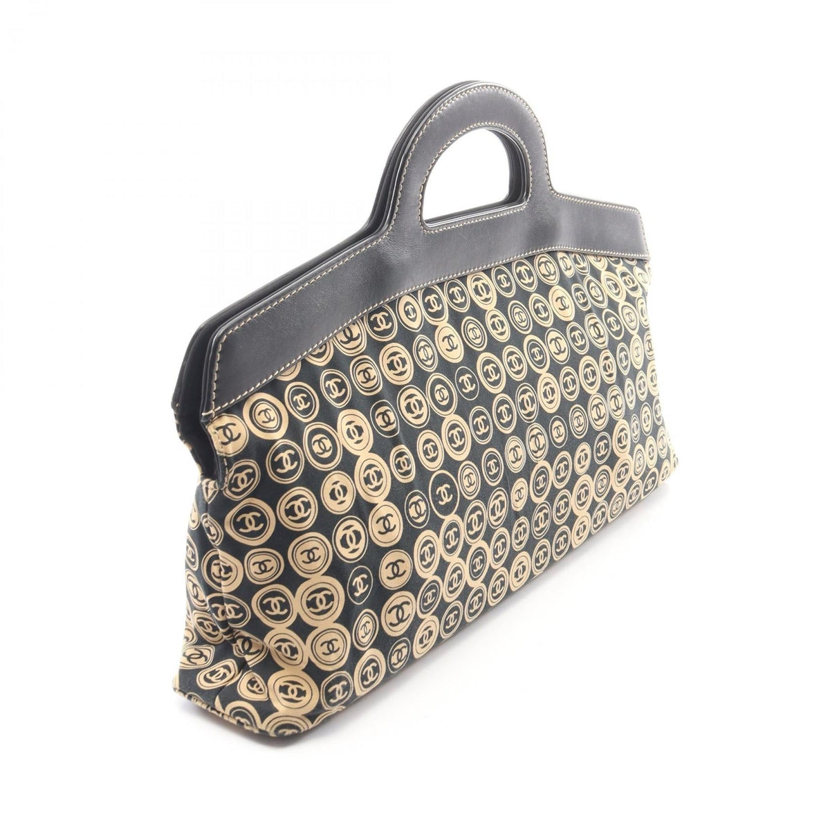 CHANEL Black/Beige COCO Mark leather�cotton 2101219950884