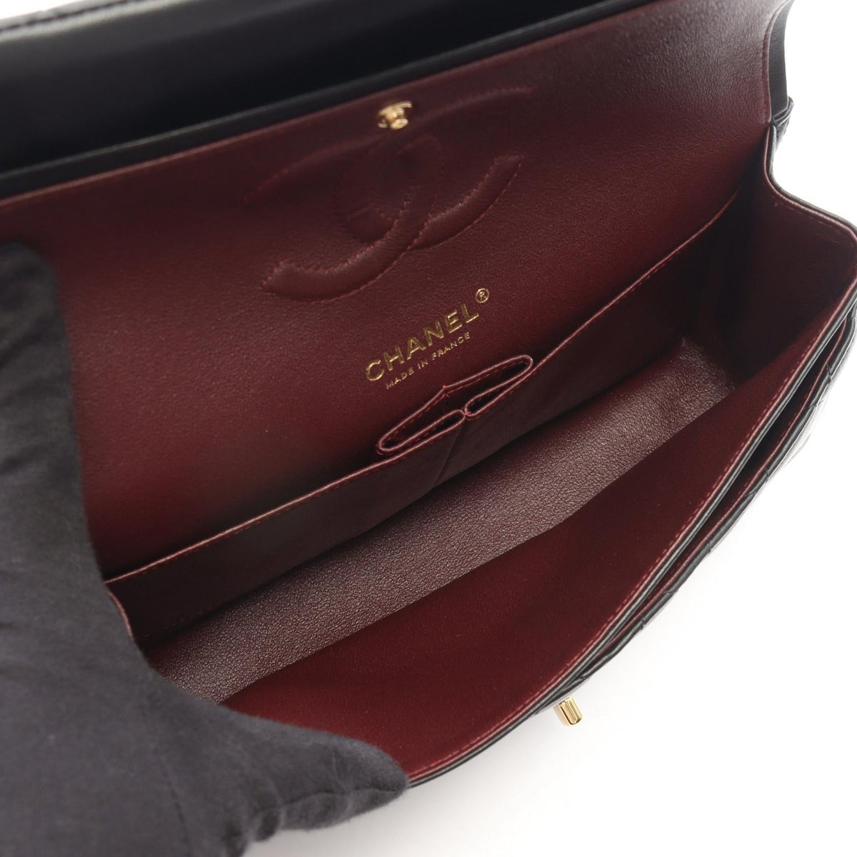 CHANEL Black Matelasse W flap Lambskin (sheep leather) 2101219950983