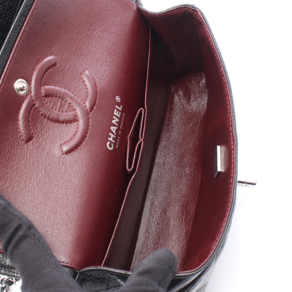 CHANEL Black Matelasse W flap Grained Calfskin leather A01113 2120300052719