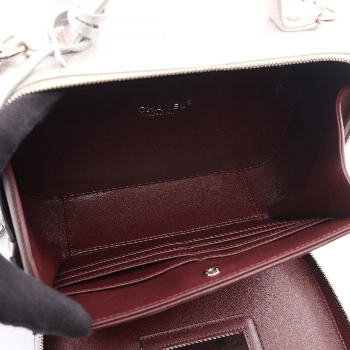 CHANEL Silver CC Filigree Matelasse Vanity Grained Calfskin leather A93344 2101219946979