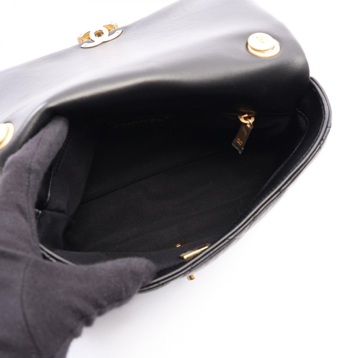 CHANEL Black Matelasse combination metal fittings leather 2107601160732
