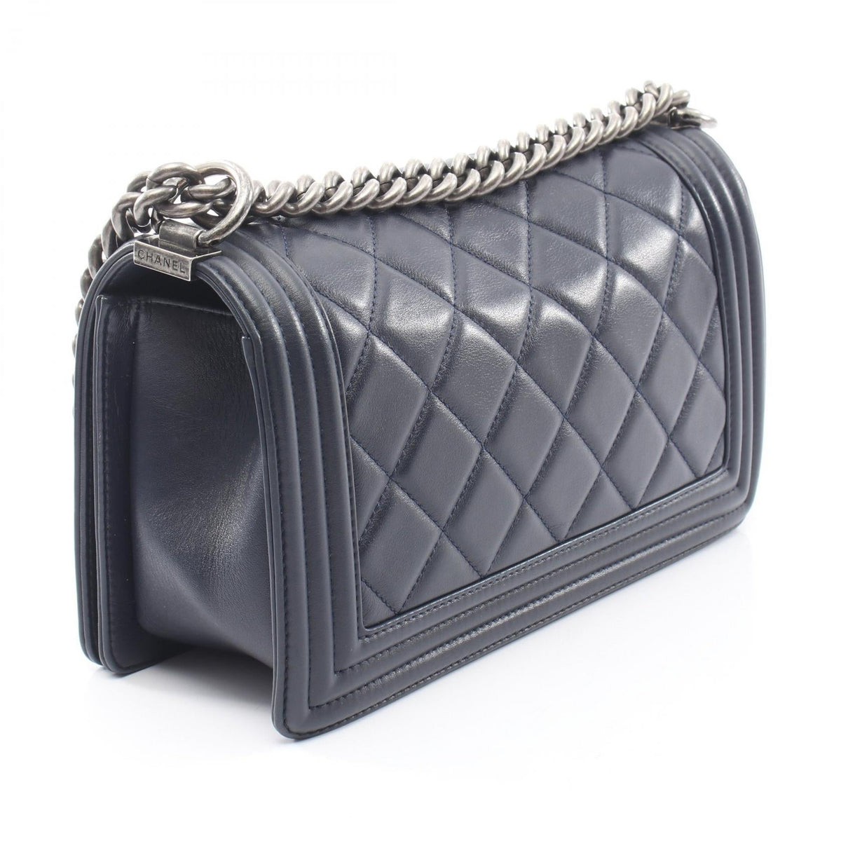 CHANEL Navy Boy Chanel Antique Silver Hardware Lambskin (sheep leather) A67086 2104102516303