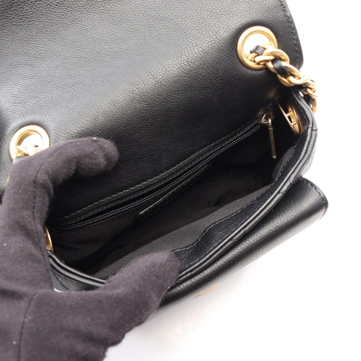 CHANEL Black Matelasse small flap Calfskin (cowhide) 2104102516136